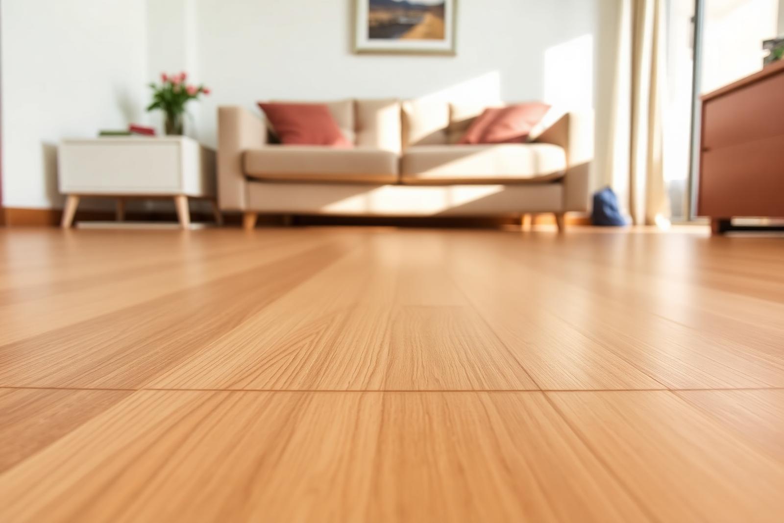 Wood-look SPC vinyl plank flooring in a Singapore HDB living room